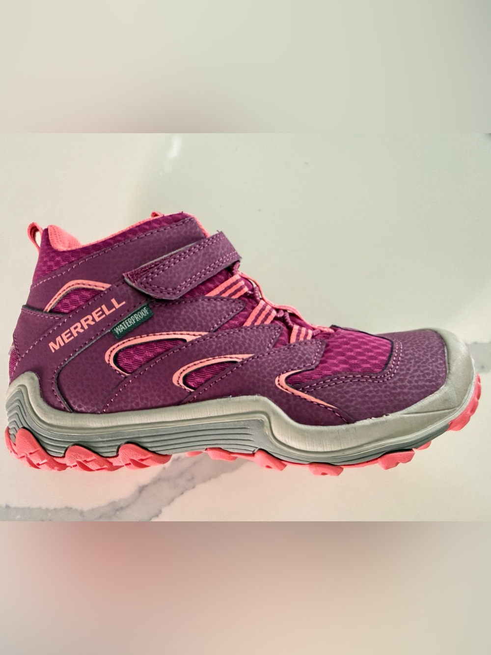 Merrell Kids Purple and Pink Waterproof Hook-and-Loop Trail Sneakers